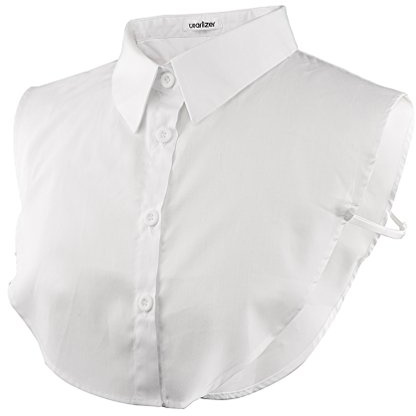 Wearlizer Frauen Kragen Abnehmbare Hälfte Shirt Bluse In Baumwolle Weiß/Schwarz/Jeans