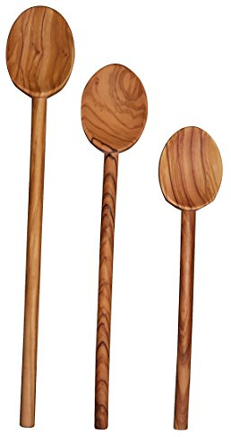 Scanwood Ustensiles en bois d'olivier Cuillère Set 10 12 14 marron