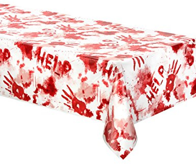 Amscan 570013-55 - Tischdecke Bloody Good Time, Größe 140 x 243 cm, aus Plastik, Halloween, Horror-Party, Mottoparty