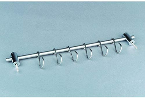 Ibili Wandregal Bistrot 50 cm mit 10 Haken aus Edelstahl, Silber, 50 x 10 x 3 cm