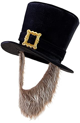 Widmann 9509K - Zylinder mit Bart, Schwarz, Kutscher, Gentleman, Hut, Kopfschmuck, Accessoire, Mottoparty, Karneval