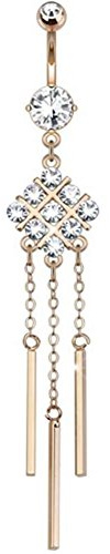 Paula & Fritz® Bauch-nabelpiercing Chirurgenstahl Muster Ketten Rosegold Zirkonia 1,6-mm Stab-Dicke 10-mm Stab-länge Banane Bauch-Piercing Bananabell Nabel-Piercing