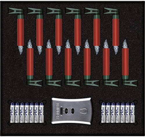 Lumix® Premium Mini, kabellose LED-Mini-Christbaumkerzen, Basis-Set mit 12 Kerzen und IR-Fernbedienung, Flackermodus, Rot, Art. 75446
