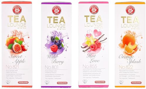 Teekanne Tealounge Kapseln - Früchtetee Sortiment mit 4 Sorten (32 Kapseln)