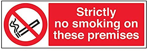 vsafety 57011bp-s Strictly cartello divieto Vietato fumare in questi locali, Autoadesivo, paesaggio, 600 mm x 200 mm, colore: nero/rosso