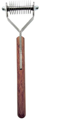 Mars Coat King Dematting Undercoat Grooming Rake Stripper Tool for Dogs and Cats, Stainless Steel with Wooden Handle for Thick Coats, 12-Blade Stripper for Groomers, Pet Owners