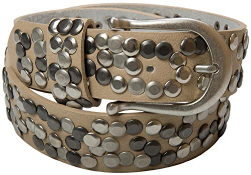styleBREAKER Damen Nietengürtel 4 cm | Kunstleder mit bunten Nieten | Halbrunde Metallschnalle | Vintage Look für Jeans | Kürzbar