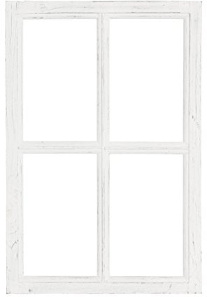 Nostalgie Holz Deko Fenster weiß gewischt 40 x 2 x 60 cm