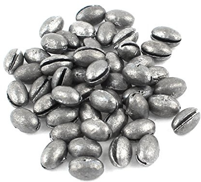 uxcell 50 PCS Egg Lead Fishing Weights Sinkers Line Tackle Fishing Weights, 0.3 x 0.2 Flat Round Split Shots Sinkers for Saltwater Freshwater Fishing