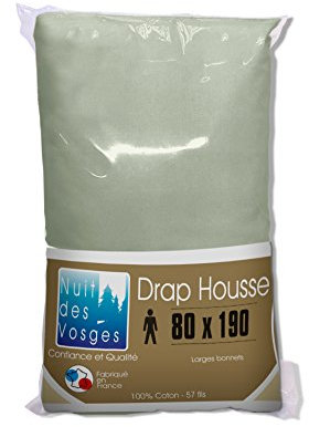 Nuit des Vosges Cotoval Spannbettlaken, Baumwolle, einfarbig, mausgrau, 80x190