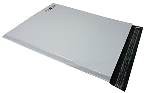 Lot de 50 Enveloppes plastique blanches opaques A3 350 x 450 mm,pochettes d'expédition 35x45 cm 60 microns. Enveloppe fine 22g haute résistance, légère, solide, inviolable et imperméable.