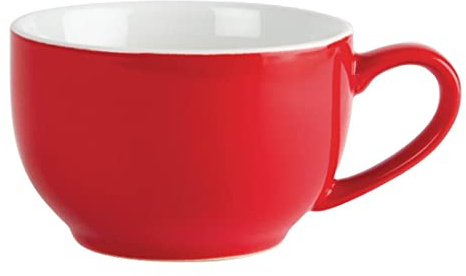 Olympia Cafe Coffee Cups 230ml, Red, Pack of 12 | Dishwasher safe with chip-resistant rolled edges; fits saucers GL047, GL048, GL049, HC407, and GL464.