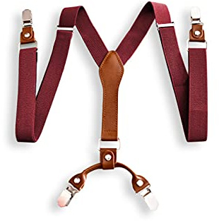 Sweet Leaf Hochwertige Rote Hosenträger Einstellbar - 4 Clips - Y Form - Klassisch, Elegant und Modern