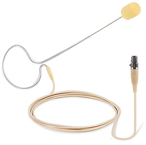 Pyle Headset Mikrofon, Tragbares Omnidirektionales Kondensatormikrofon zum Über-Ohr-Hängen, mit 4 Pin Mini XLR 1,5m Kabel, Inkl. Windschutz, Ideal für Bühne, Fitness, Unterricht & Moderation