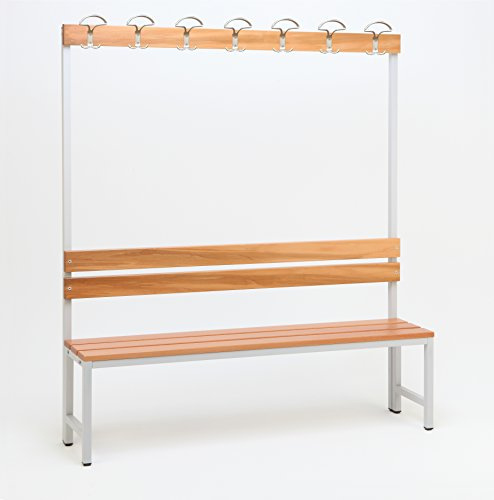 Szagato Garderobenbank 1-seitig mit Haken - Umkleidebank, Garderobe mit Sitzbank, 170x150x30 cm