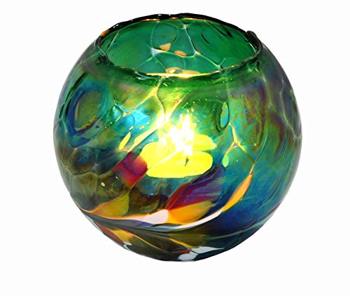 D&J Glassware Friendship Mini Globe Tea Light in a Green Colour