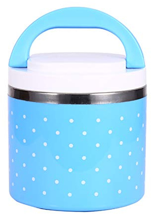 ZJchao Box mit Isolierung, aus Edelstahl, Mittagessen, 3 Einteilungen, auslaufsicher, für Lebensmittel für Kinder, Erwachsene, hält Speisen warm, für Schule, Büro oder Picknick 1 Layer blau