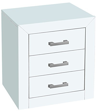 Dogar Kynus laqué Table de Chevet à 3 tiroirs, Blanc
