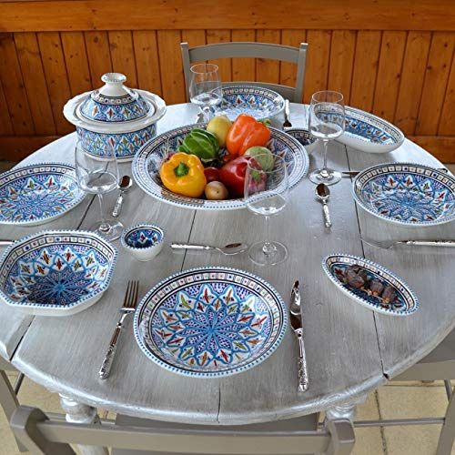 Service à couscous assiettes creuses Bakir turquoise - 6 pers
