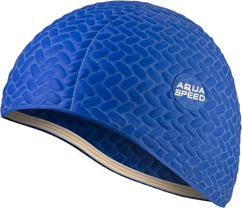 Aqua Speed Badehaube Damen | Badekappe Lange Haare | Schwimmmütze Frauen Mädchen | Schwimmhaube | Schwimmkappe warm | Swimming Cap Long Hair Women | Latex | 10 Navy | Bombastic Tic-Tac