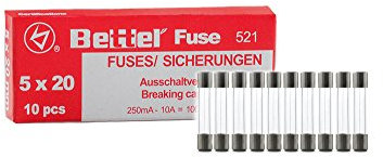 Fusibles 0,4 A, 5 x 20 mm, 250 V, tipo 521, paquete de 10 unidades, fusible de vidrio, fusible G