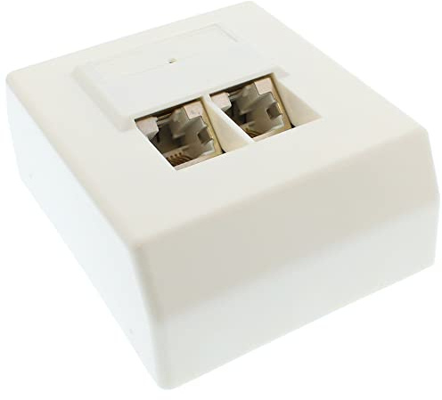 InLine 74202 Cat.5e Anschlussdose, AP 2x RJ45 Buchse, weiß RAL 9010