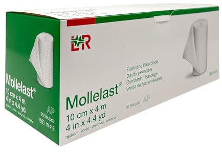 Mollelast - Venda de fijación elástica, no estéril, 10 cm x 4 m, 20 unidades