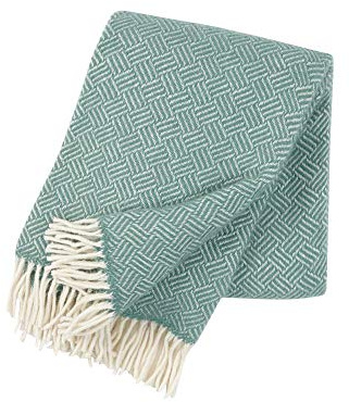 KLIPPAN Samba Wolldecke 130x200 cm Mint aus 100% Lammwolle weiche Kuscheldecke Überwurf