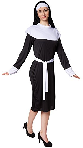dressforfun tectake Damenkostüm Nonne Nonnenkostüm Schwester | Jersey-Elastik | inkl. Kopfbedeckung und Bindegürtel (XXL | Nr. 300502)