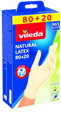 Vileda Multi Latex 80+20 Einmalhandschuhe 100% Naturlatex, Größe M/L