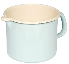 Riess, 0041-006, Schnabeltopf ø 14cm, BUNT PASTELL, Grün, Emaille, Vol. (rec.): 1,7 Liter, Made in Österreich, LBH: 21,6x15,5x12,5cm, 0,550kg, Kanne mit Henkel, Deckel, Induktionskocher kompatibel