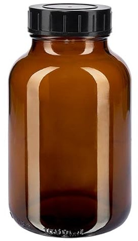 Weithalsflaschen 12 x 1000 ml Braunglas mit Schraubdeckel DIN 68 – Apothekenqualität – lichtgeschützt & luftdicht – Vorratsflasche für Kräuter, Öle & Pulver