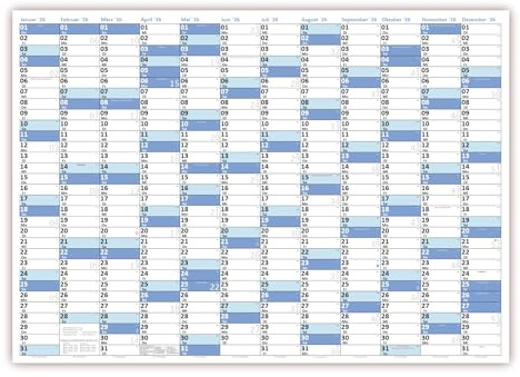 XL Wandkalender DIN A1 2026 blau, nass abwischbar Format 59,4 x 84,1cm Jahresplaner Wandplaner gerollt