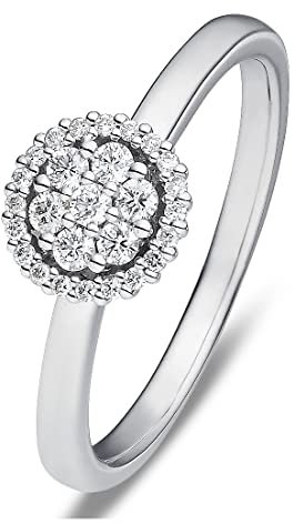 CHRIST Damen-Damenring 585er Weißgold 27 Diamant 54, Weißgold 32003905