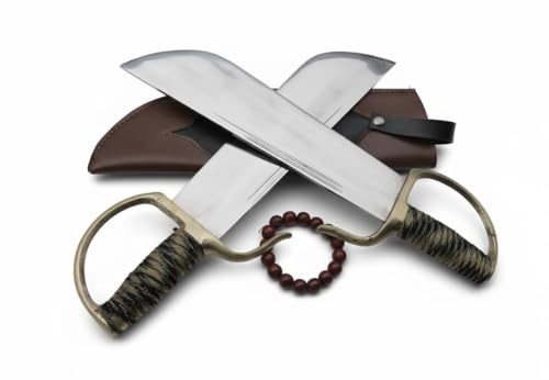 Chinese Wing Chun Butterfly Swords Bart Cham Dao – Handmade Stainless Steel Blades with Leather Sheath, Brass Fittings, Traditional Kung Fu Martial Arts Training & Collection