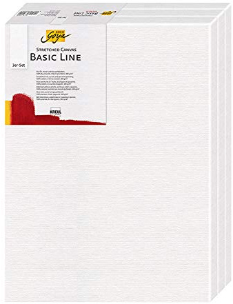 KREUL 632430 - Solo Goya Stretched Canvas Basic Line Keilrahmen 24 x 30 cm, 3er Set, mit Leinwand aus Baumwolle 4 fach grundiert, ideal für Öl, Acryl-und Gouachefarben, Weiß