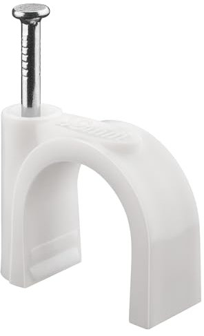 goobay 17085 Kabelschelle 100er Set / Kabelhalterung zur Kabel Befestigung bis zu 16mm Durchmesser / Kabelklemme mit Nagel für Wand, Türrahmen, Ecken und Aufputz / 100 Stück / Weiß