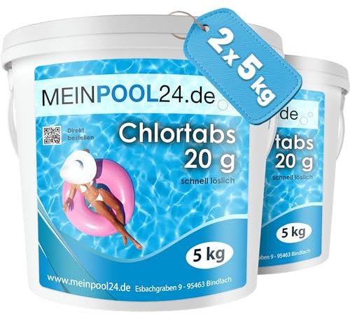 10 kg (2 x 5 kg) CHLORTABS CHLOR TABS 20 g CHLORTABLETTEN SCHNELLLÖSLICH POOLCHEMIE