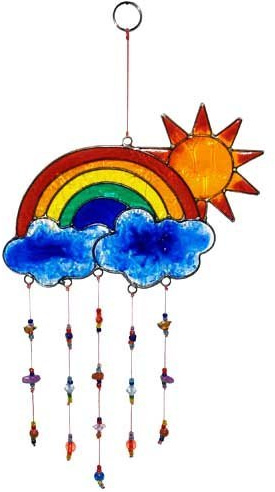 Multi Colour Resin Rainbow Sun & Rain Cloud Window Hanging Hippy Suncatcher