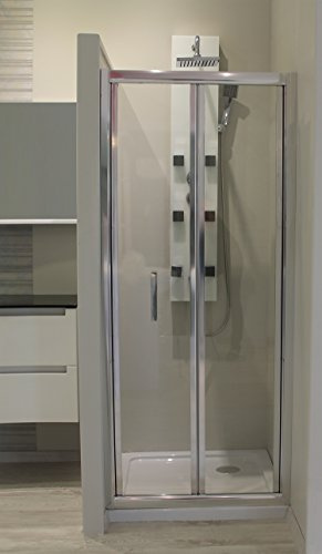 ONDÉE - Porte de douche EKLA, Façade pliante. 70x185cm - Epaisseur 6mm - Installation réversible - Traitement anticalcaire - Profilé aluminium chromé (+/-16mm) - Verre trempé transparent