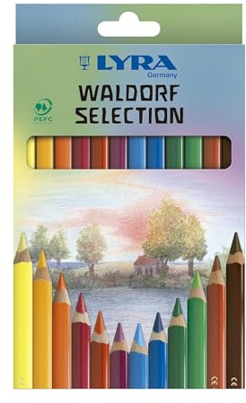 LYRA Super Ferby Waldorf lackiert Kartonetui 12 Stk. | Holzbuntstifte, dreikant, lackiert, Mine 6,3mm, sortierte Farben, spezielle Farbauswahl, Waldorf