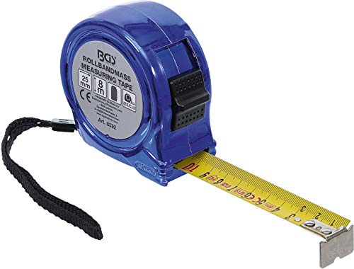 BGS 8392 | Rollbandmaß | Maßband | 25 mm x 8 m | Maßbandarretierung | Gürtelclip | entspricht EEC