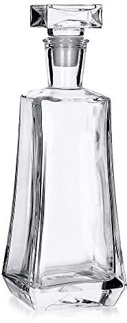 Edwanex Clear Glass Decanter Carafe for Whiskey, Cognac, Liquor or Wine 0.75 L