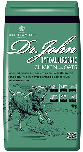 Dr John Gilbertson & Page Wheat-Free Hypoallergenic Dry Dog Food Chicken with Oats - Complete Nutrition for Adult and Senior Dogs with Sensitive Digestion - 4kg Bag