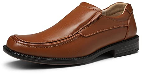 Bruno Marc Men's Leather Lined Square Toe Dress Loafers Shoes,Size 8,Brown,GOLDMAN-02