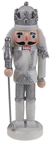 Traditional King Nutcracker by Clever Creations | Collectible Wooden Christmas Nutcracker | Festive Holiday Decor | Sparkling White and Silver Uniform | Holding Silver Scepter | 100% Wood | 9.5” Tall