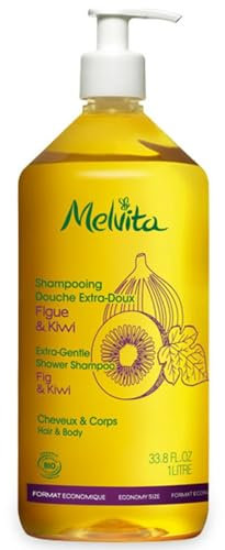 Melvita, Extra Gentle Organic Shower Shampoo, Unique and Moisturising Texture, Delicate Fragrance for Daily Wellbeing, Economical 1 Litre Format - Perfect for the Whole Family