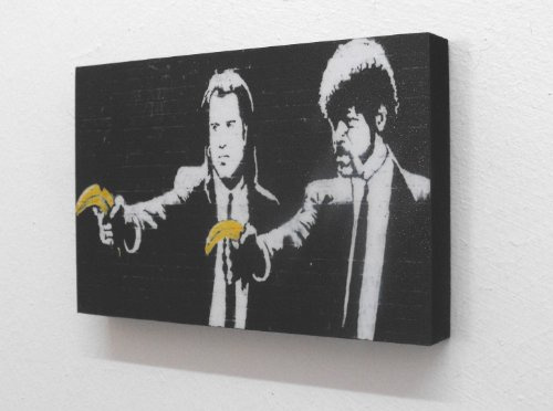 6 X 4 (postcard size) Block Mounted Print BanksyPulp Fiction BananasGraffiti
