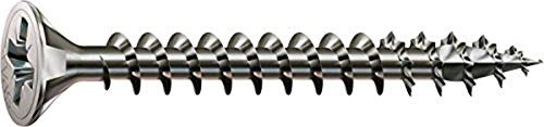 SPAX Universalschraube aus Edelstahl rostfrei A2, 4,5 x 45 mm, 200 Stück, Kreuzschlitz Z2, Senkkopf, Vollgewinde, 4CUT, 1087000450453