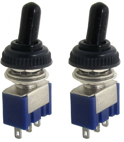 sourcing map 2 Pcs 125V 6A ON/ON 2 Posición SPDT 3 Pins Interruptor | Conmutador, con Tapa Impermeable